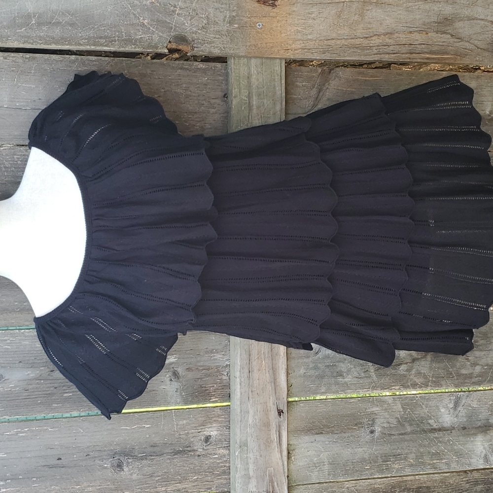 Intrigue Black Knit Layer Top Medium